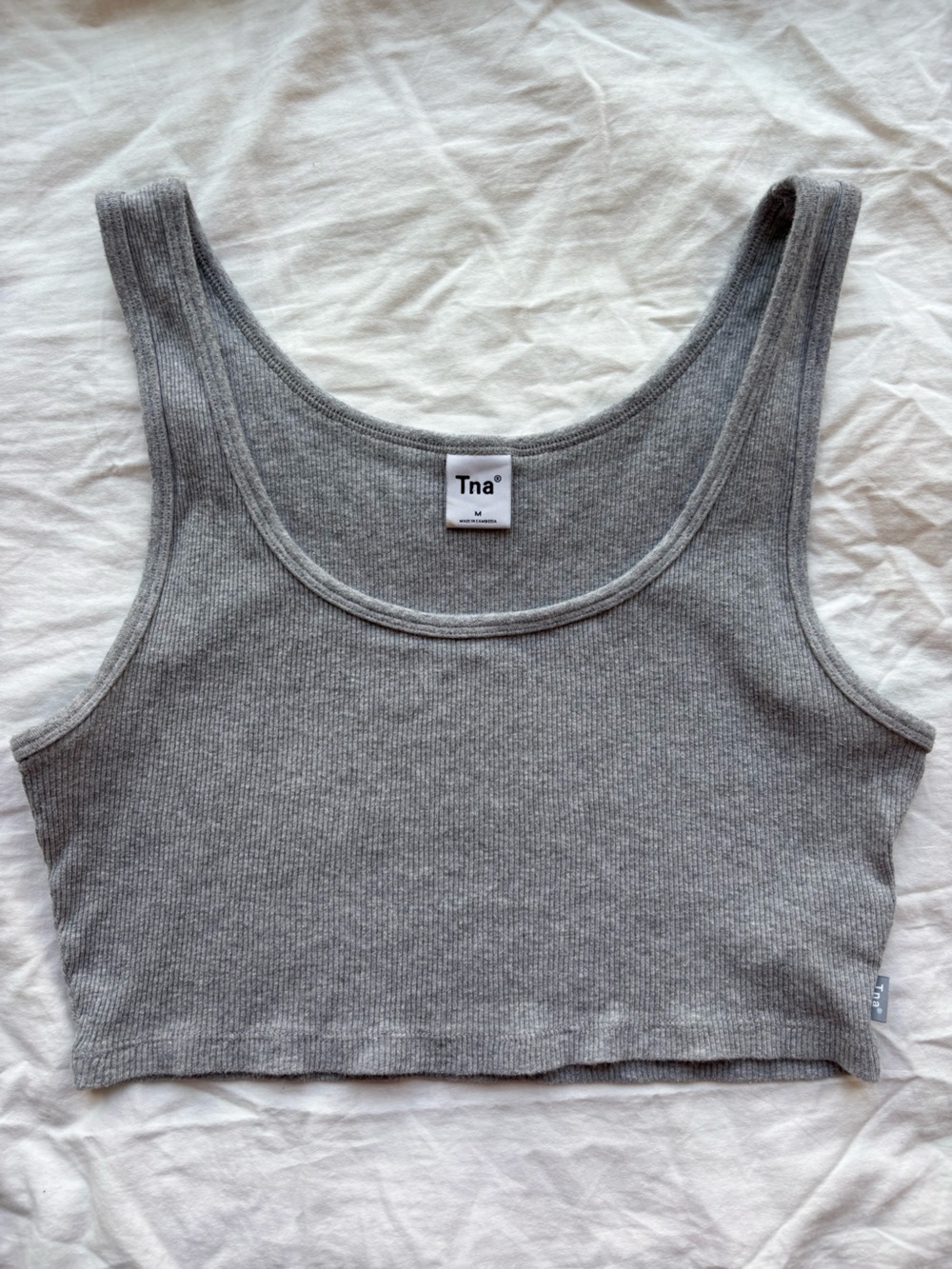 TNA Ribbed Scoop Cropped Tank - Light Gray